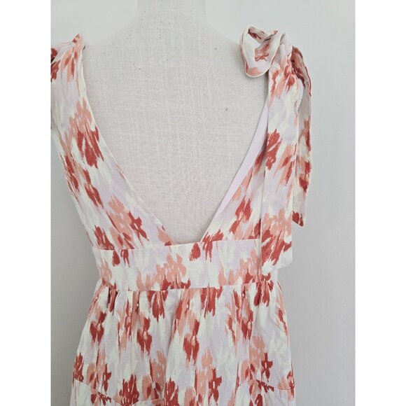 House of Harlow 1960 Linen Blend Midi Maxi Tiered Cottagecore Sleeveless Dress M - Picture 10 of 15